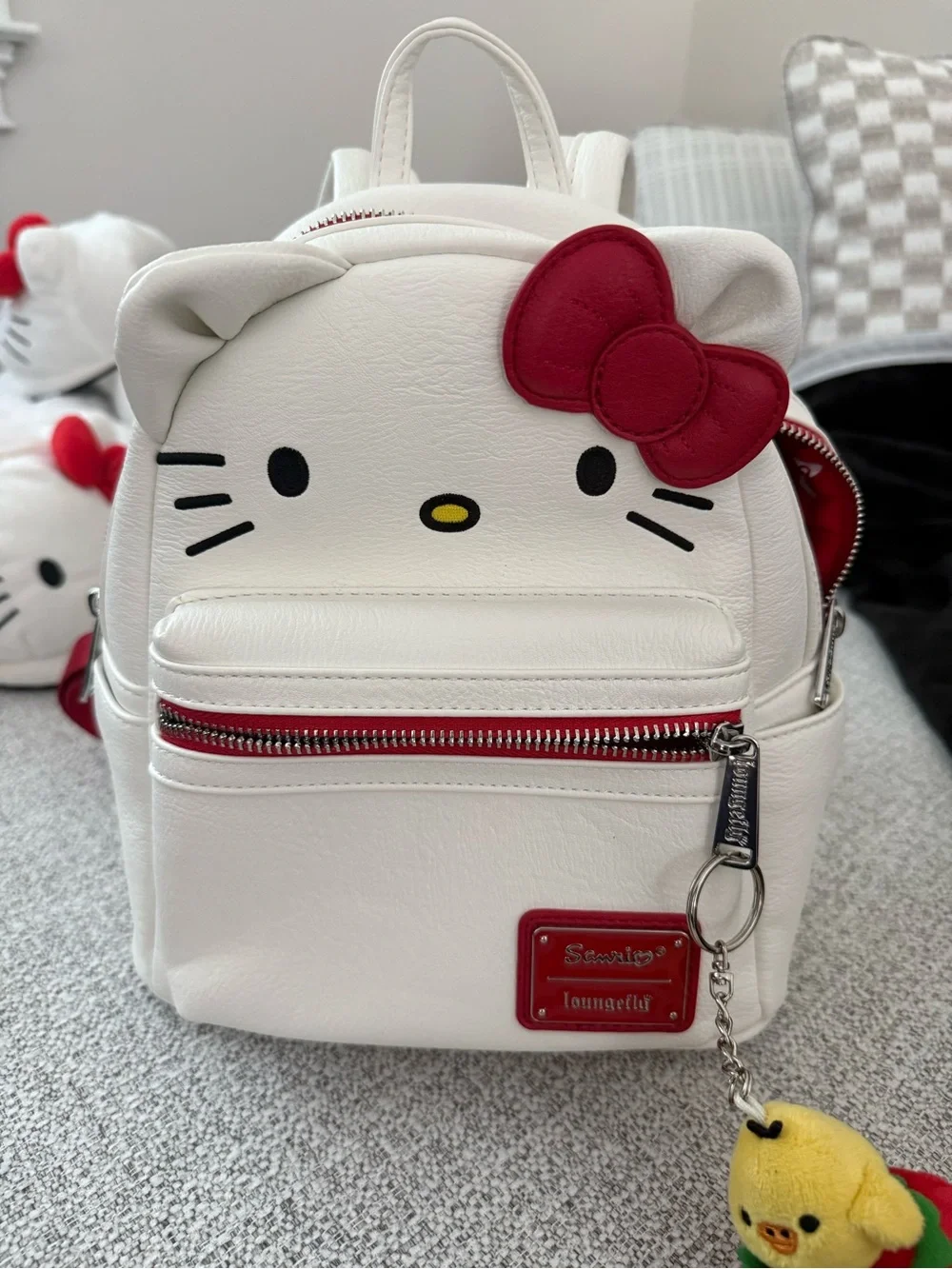 Loungefly Hello Kitty White Mini Backpack with Red Bow